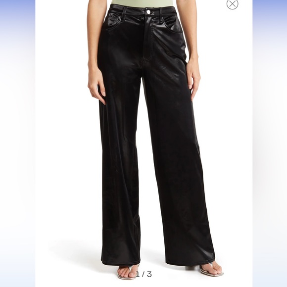 WeWoreWhat High Rise Wide Leg Faux Leather Pants Size 30 - Picture 3 of 5
